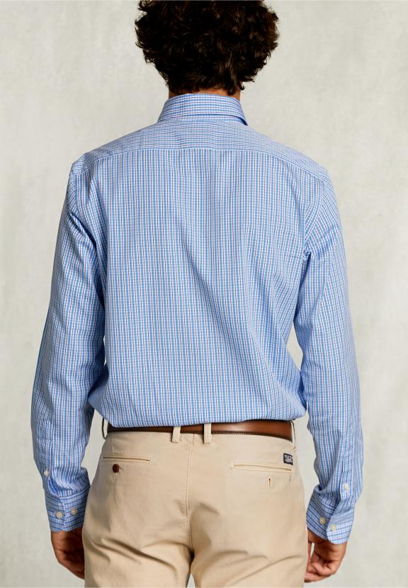 Custom Fit Checked Shirt With Pocket Blue/White - Multi