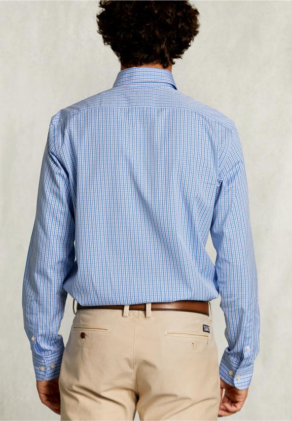 Custom Fit Checked Shirt With Pocket Blue/White - Mix
