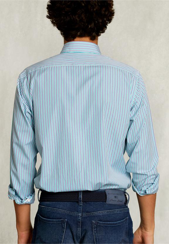 Custom Fit Striped Shirt With Pocket Multi - Multi