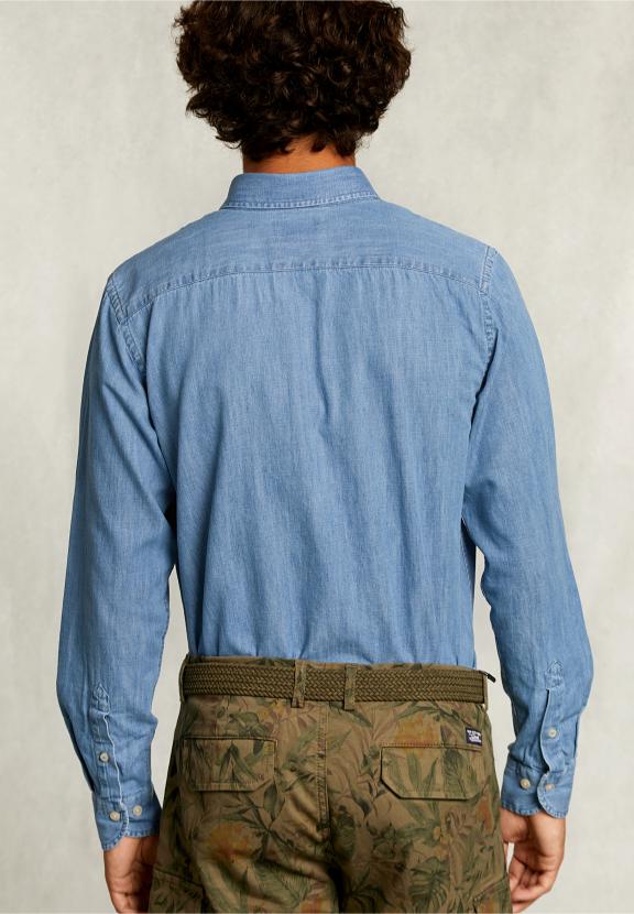 Custom Fit Jeans Shirt Lt Bleach - Denim