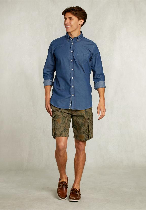 Custom Fit Jeans Shirt Dk Bleach - Denim