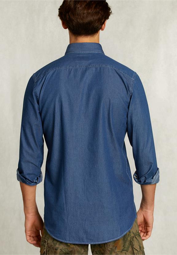 Custom Fit Jeans Shirt Dk Bleach - Denim