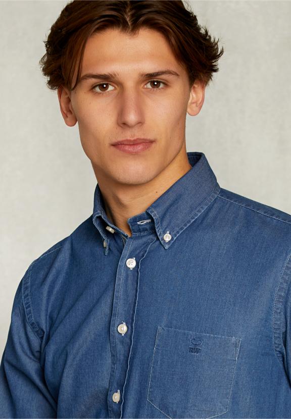 Custom Fit Jeans Shirt Dk Bleach - Denim