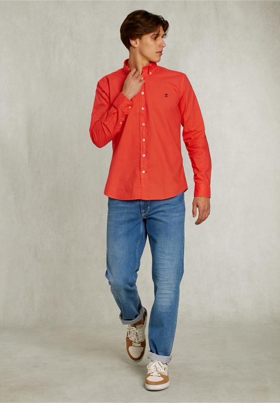 Slim Fit Cotton Shirt Pomegrante - Rose