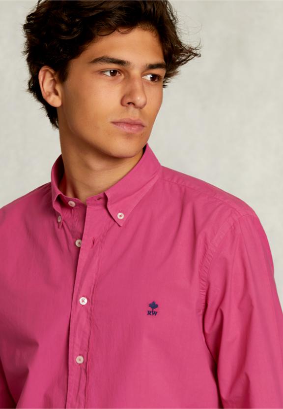 Custom Fit Poplin Shirt Amaranth - Roze