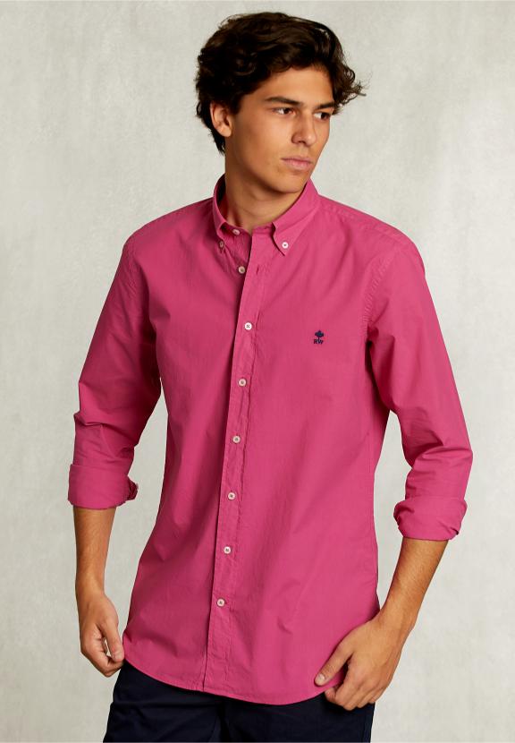 Custom Fit Poplin Shirt Amaranth - Roze