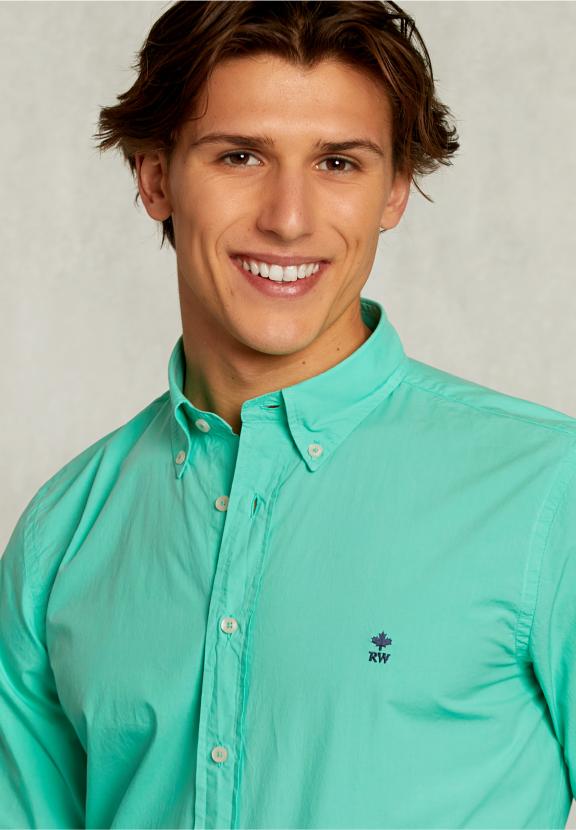 Custom Fit Poplin Shirt Ginfizz - Groen