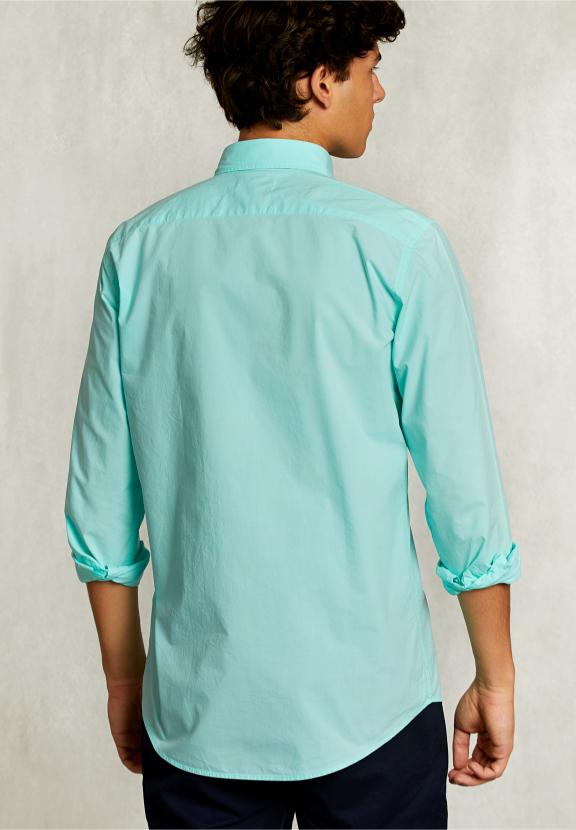 Custom Fit Poplin Shirt Lime - Groen
