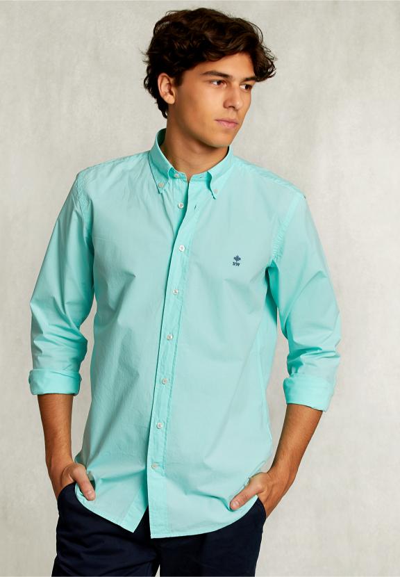 Custom Fit Poplin Shirt Lime - Vert
