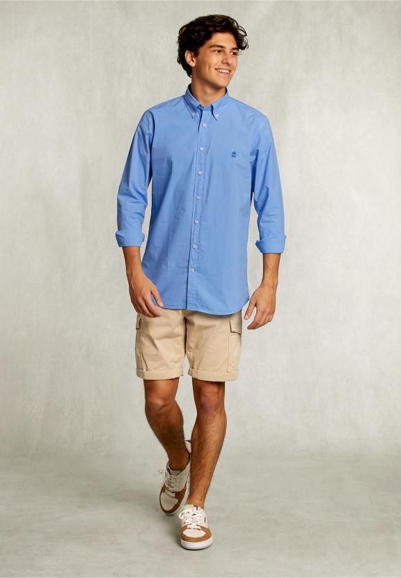 Custom Fit Poplin Shirt Nile - Blauw