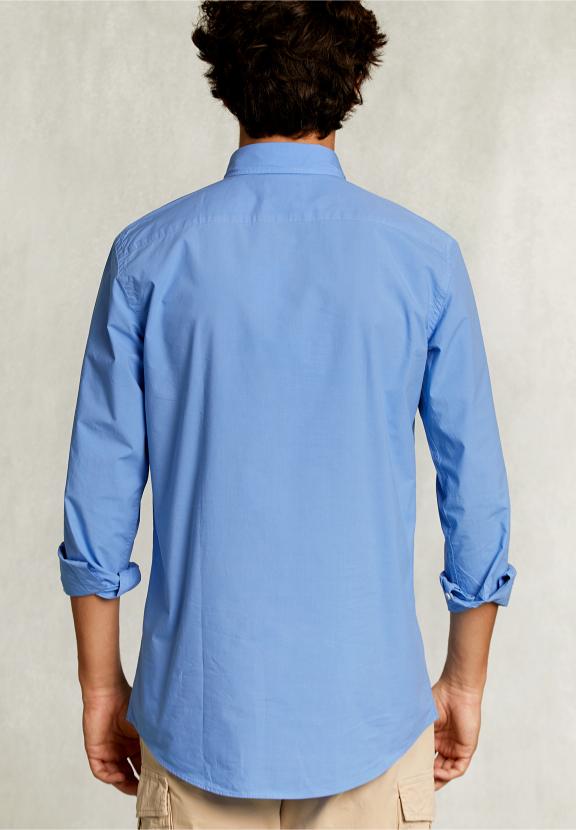 Custom Fit Poplin Shirt Nile - Blauw