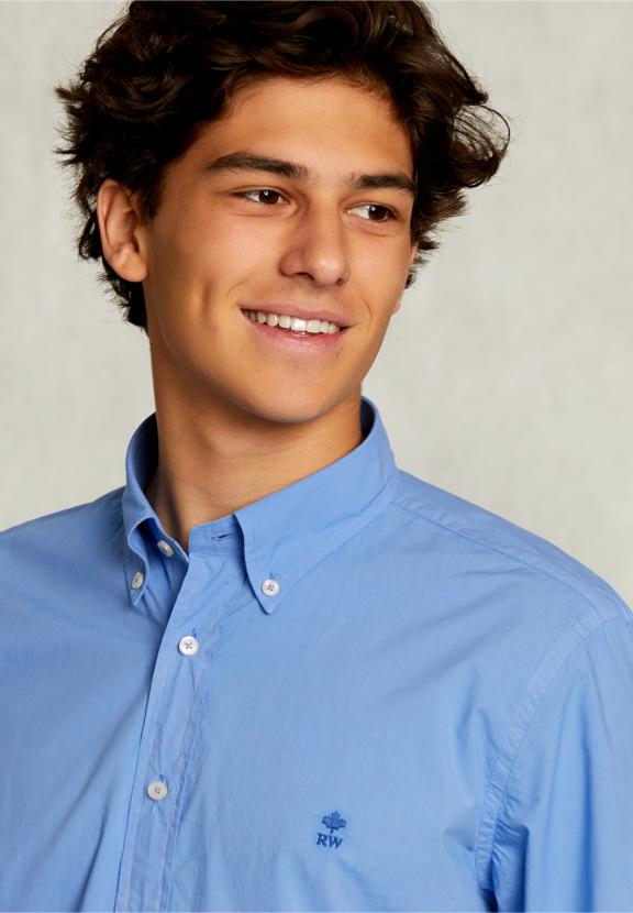 Custom Fit Poplin Shirt Nile - Blauw