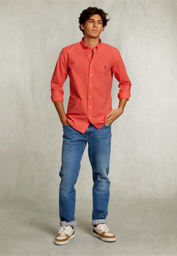 Custom Fit Poplin Shirt Rose - Roze