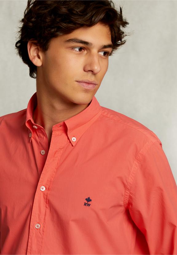 Custom Fit Poplin Shirt Rose - Roze