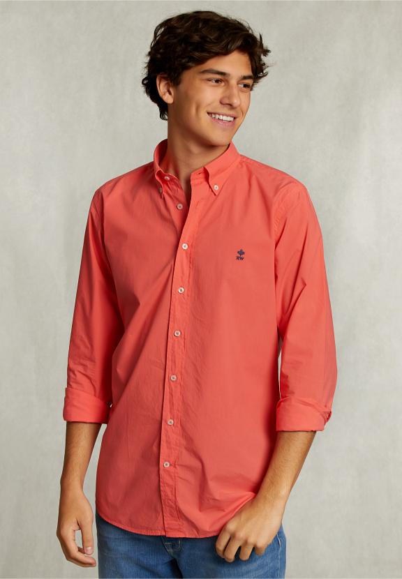 Custom Fit Poplin Shirt Rose - Roze