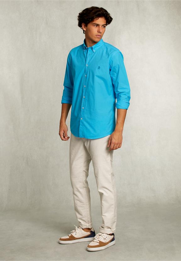 Custom Fit Poplin Shirt St-Barth - Blauw