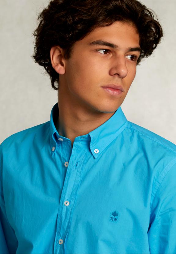 Custom Fit Poplin Shirt St-Barth - Blauw