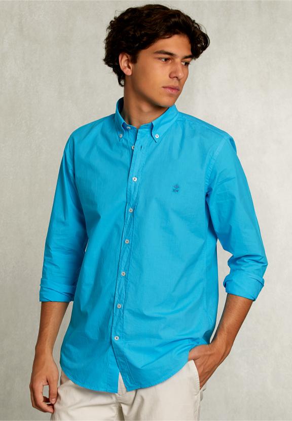 Custom Fit Poplin Shirt St-Barth - Blauw