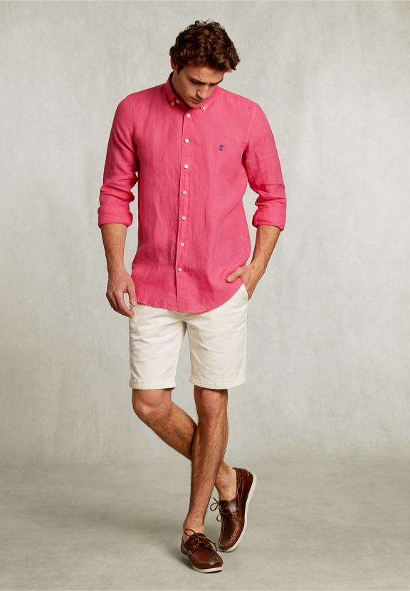 Custom Fit Linen Shirt Bonheur - Roze