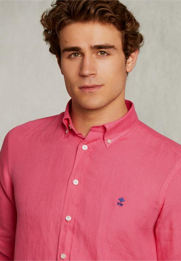 Custom Fit Linen Shirt Bonheur - Roze