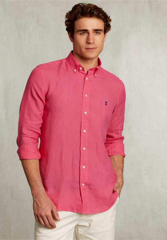 Custom Fit Linen Shirt Bonheur - Roze