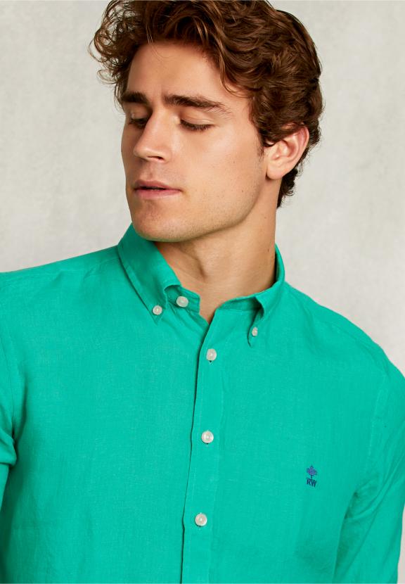 Custom Fit Linen Shirt Ginfizz - Vert