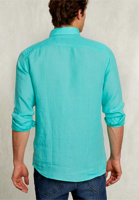 Custom Fit Linen Shirt Mint - Groen