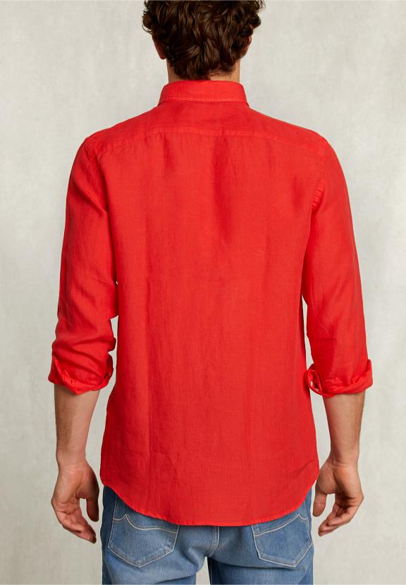 Custom Fit Linen Shirt Pomegranate - Roze