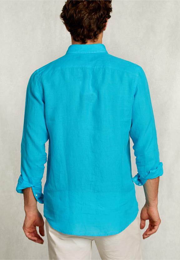 Custom Fit Linen Shirt St-Barth - Blauw