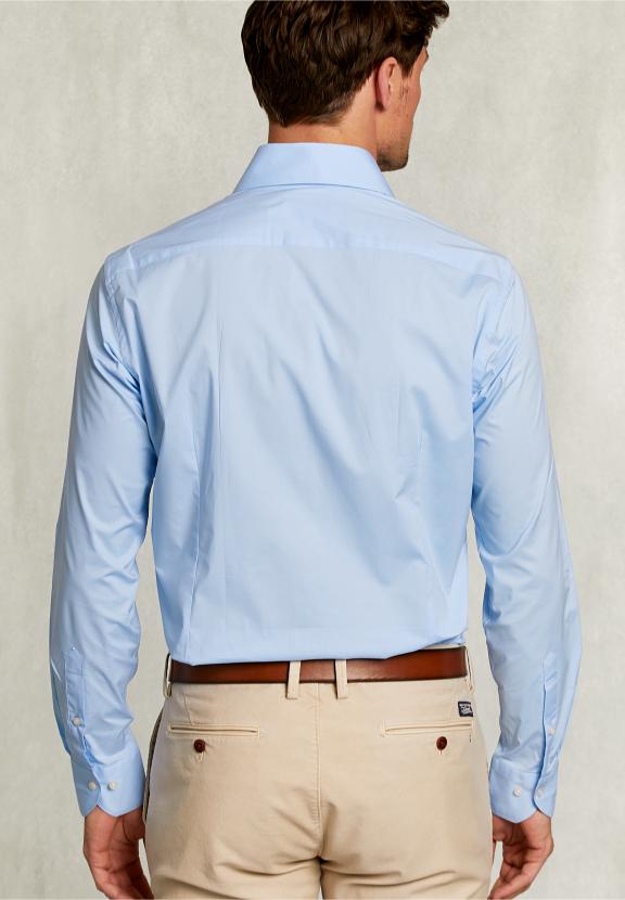 Slim Fit Uni Stretch Shirt Light Blue - Blauw