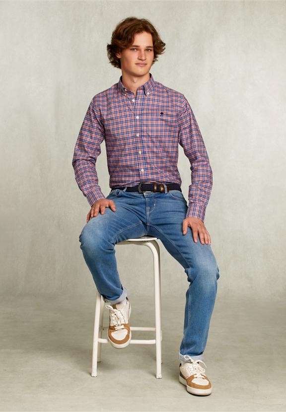 Custom Fit Checked Shirt Blue/Pink - Multi