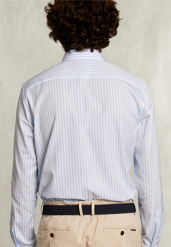 Custom Fit Striped Shirt Blue/White - Blauw