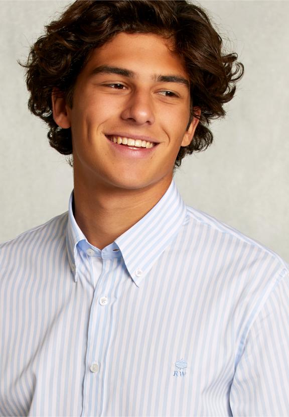Custom Fit Striped Shirt Blue/White - Blauw