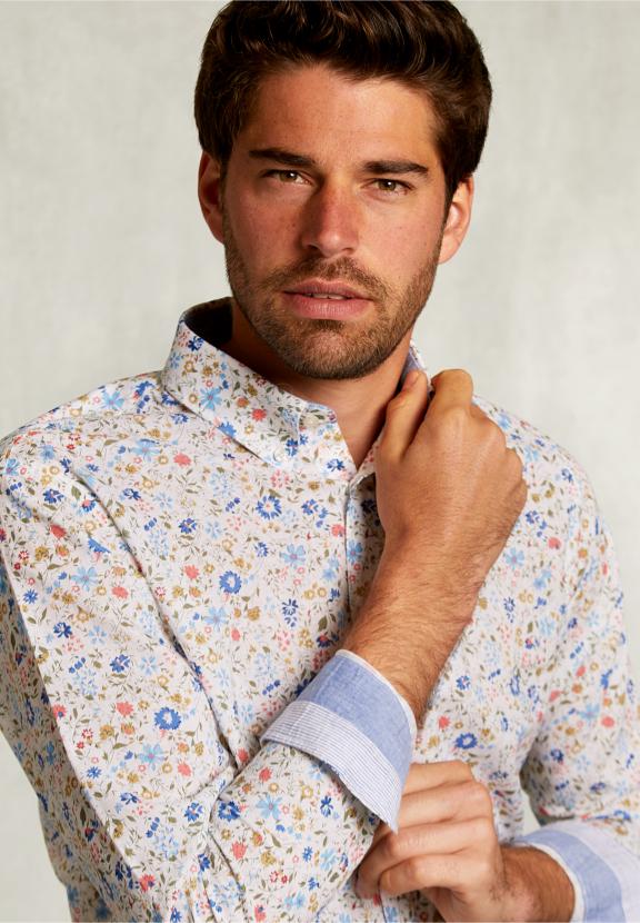 Custom Fit Floral Shirt Multi - Wit