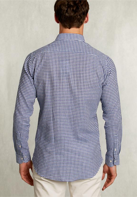 Custom Fit Checked Shirt Blue/White - Blauw