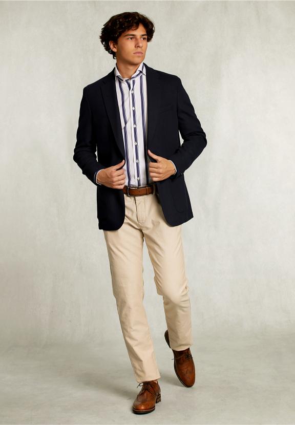 Custom Fit Striped Shirt Blue/White - Bleu