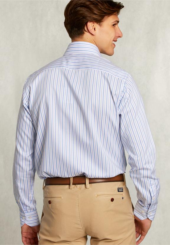 Custom Fit Striped Shirt Blue/White - Blauw