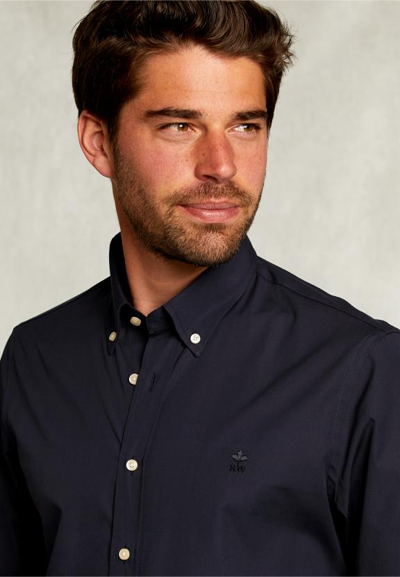 Custom Fit Uni Shirt Blue - Blauw