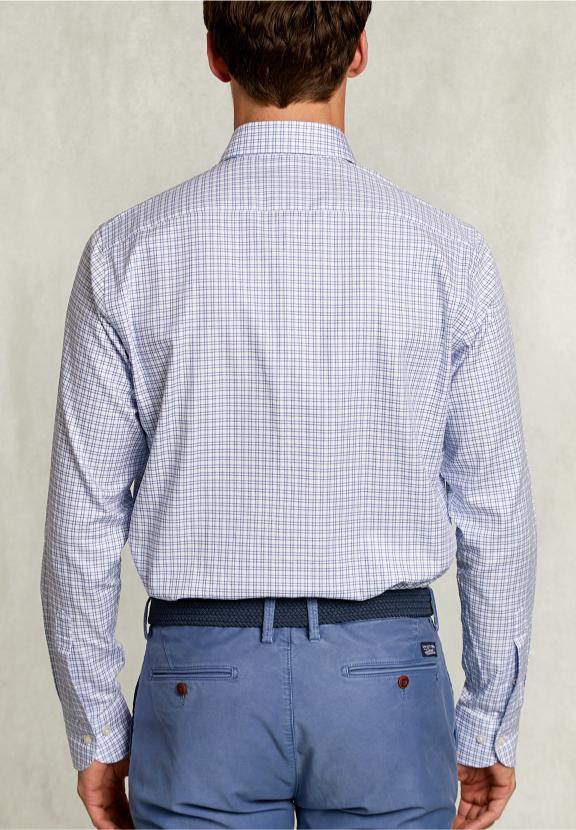 Custom Fit Checked Shirt Blue/White - Bleu