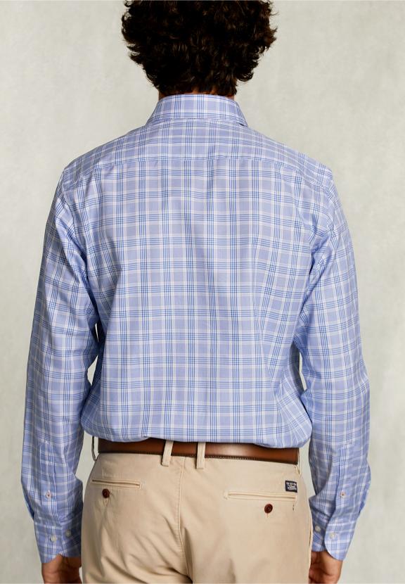 Custom Fit Checked Shirt Blue/White - Blauw