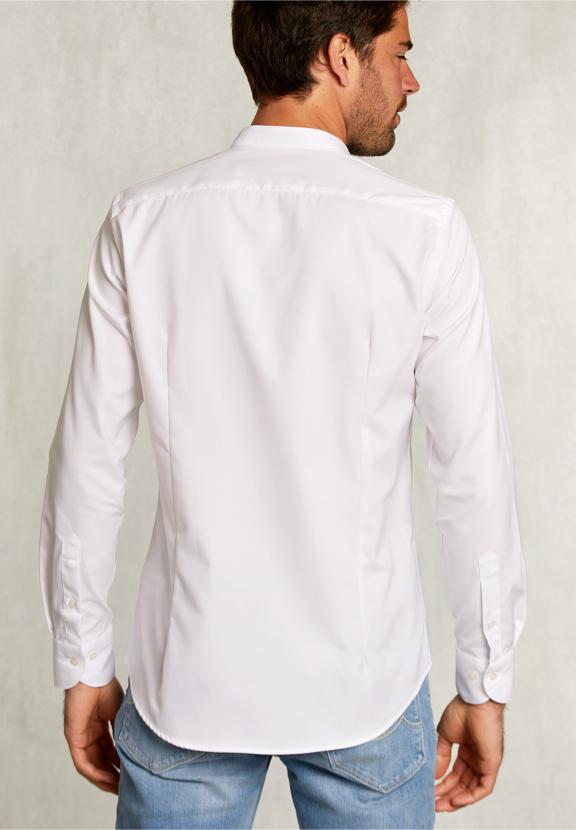 Slim Fit Uni Shirt Henley Collar White - Blanc