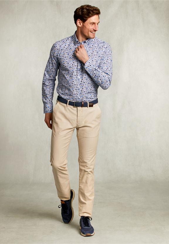 Slim Fit Floral Shirt Blue/Brown - Bleu