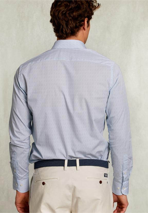 Custom Fit Dotted Shirt Blue/Green - Wit