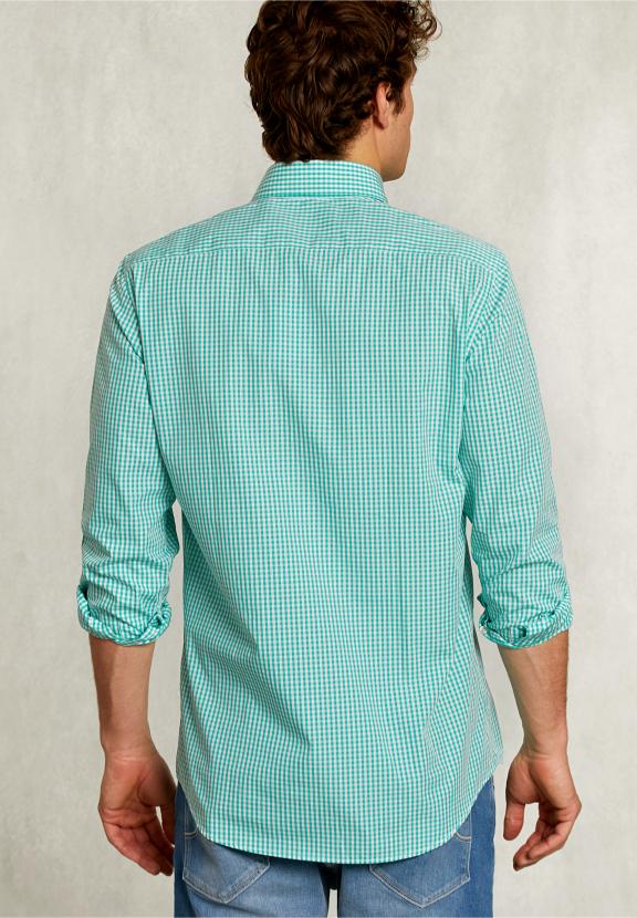 Custom Fit Checked Shirt Green/White - Multi