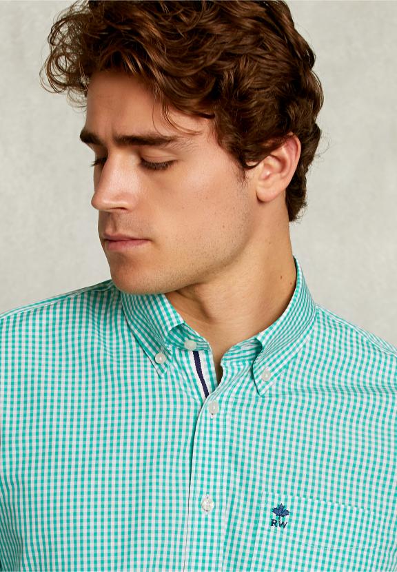 Custom Fit Checked Shirt Green/White - Multi