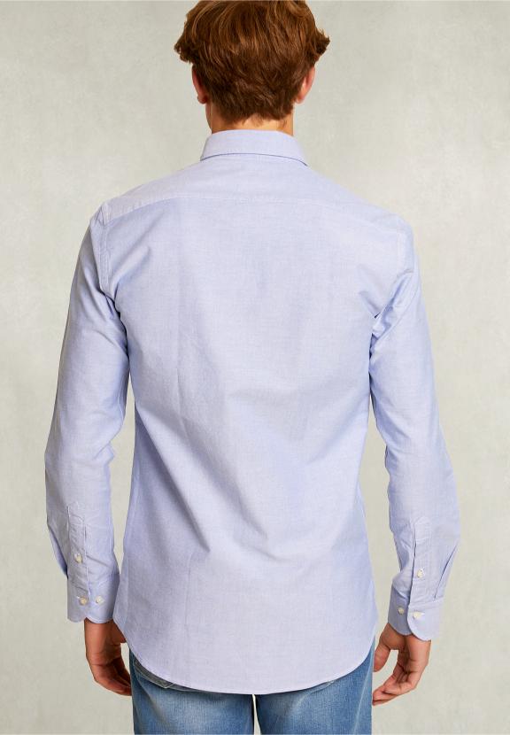 Custom Fit Cotton Shirt Blue - Blauw