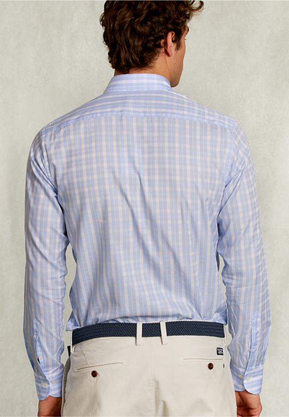 Custom Fit Checked Shirt Blue/White - Bleu