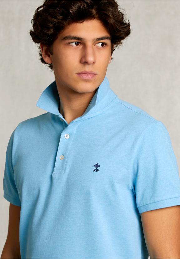 Custom Fit Pima Cotton Polo Bora Bora Mix - Blauw