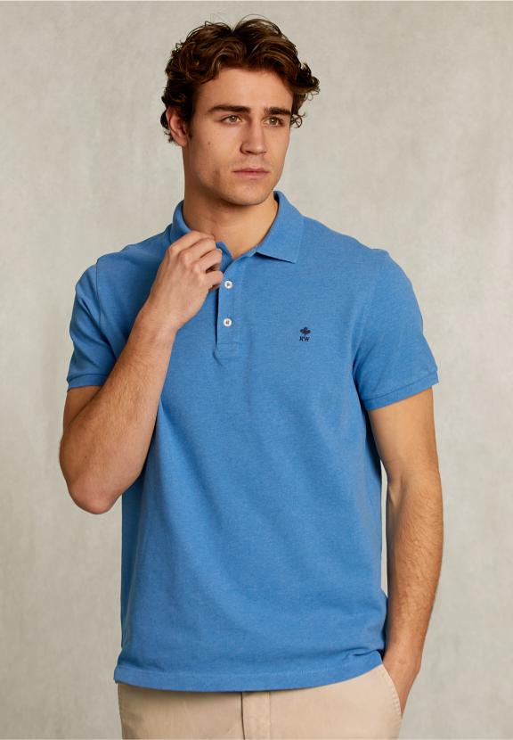 Custom Fit Pima Cotton Polo Ocean Mix - Blauw