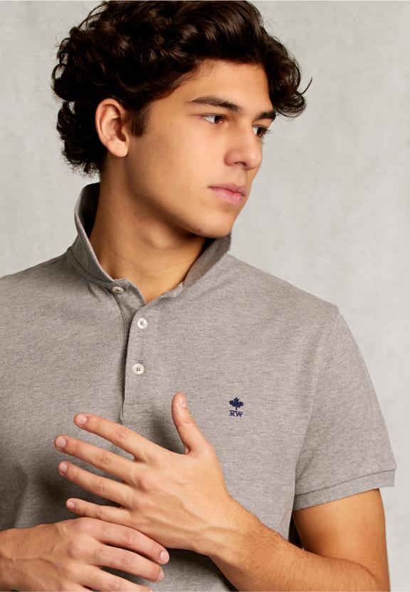 Custom Fit Pima Cotton Polo Oxford Mix - Gris